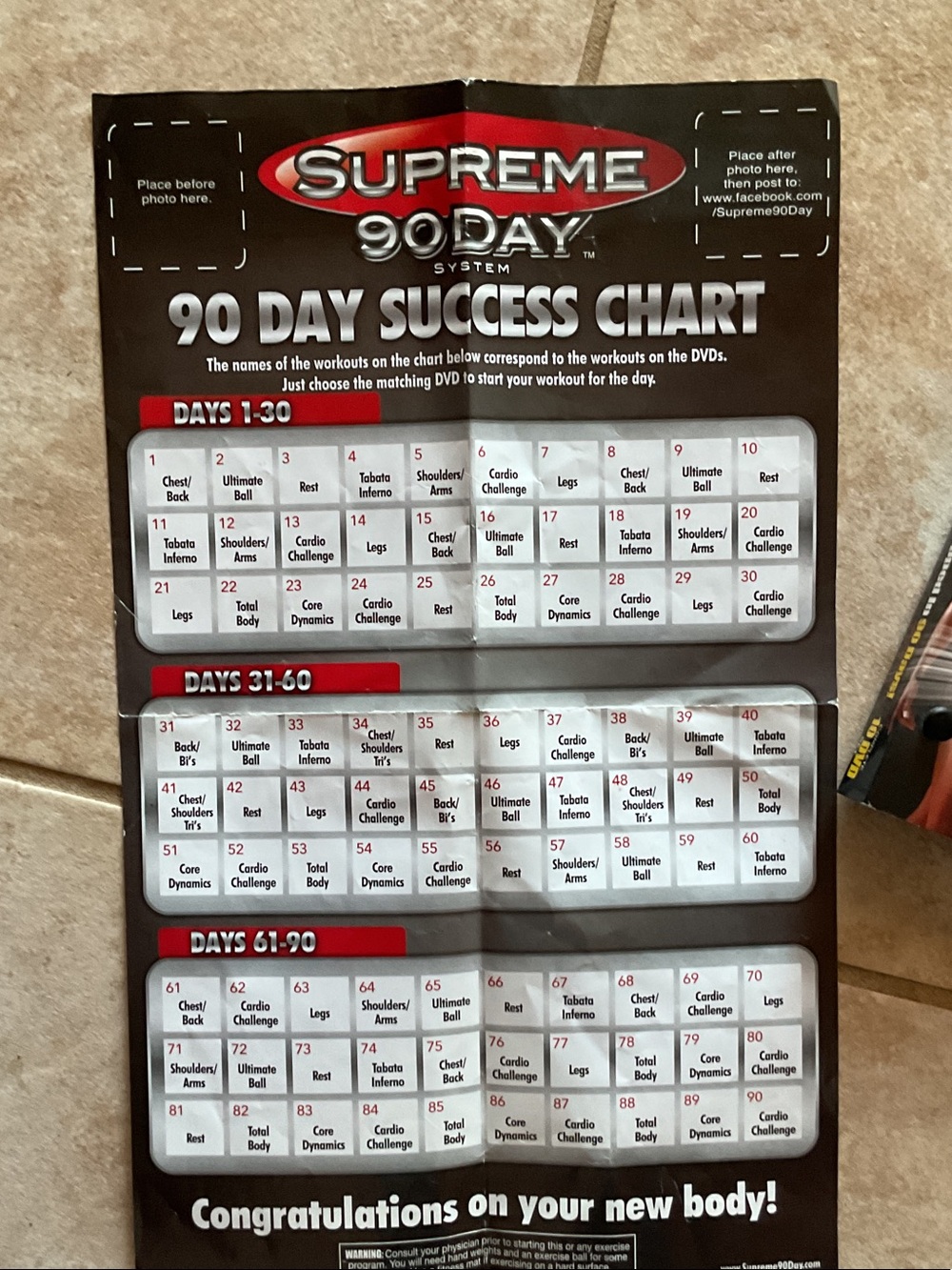 Supreme 90 Day Fitness Calendar Set - Picture 2 of 4